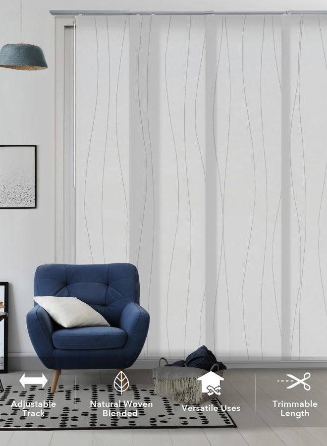 GoDear Design Deluxe Adjustable Sliding Panel Track Blind 45.8"- 86" W x 96" H, Extendable 4-Rail Track, White Trimmable Fabric, Semi-Privacy, Catch Me - Image 2