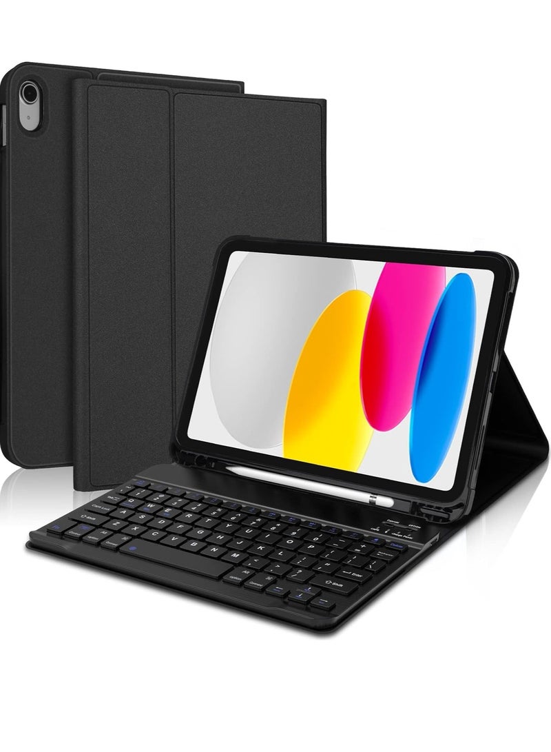 ELTRAZONE Keyboard Case Compatible with iPad 10.9 inch 10th Generation 2022, iPad 10th Generation Case with pencil holder, Smart Protective Cover with Detachable Bluetooth Keyboard - Image 1