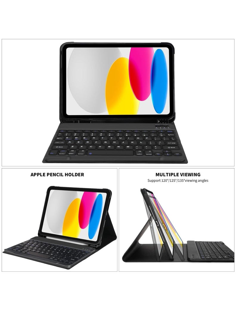 ELTRAZONE Keyboard Case Compatible with iPad 10.9 inch 10th Generation 2022, iPad 10th Generation Case with pencil holder, Smart Protective Cover with Detachable Bluetooth Keyboard - Image 2
