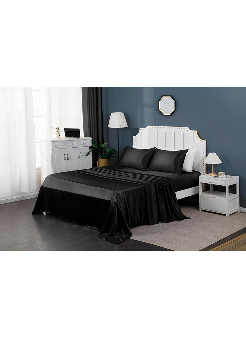 VITION Satin Silk Pillow Case Cover for Hair and Skin, Soft Breathable Smooth Both Sided Silk Pillow Cover Pair (King - 50 x 102cm - 2pcs - Black)  - Image 4