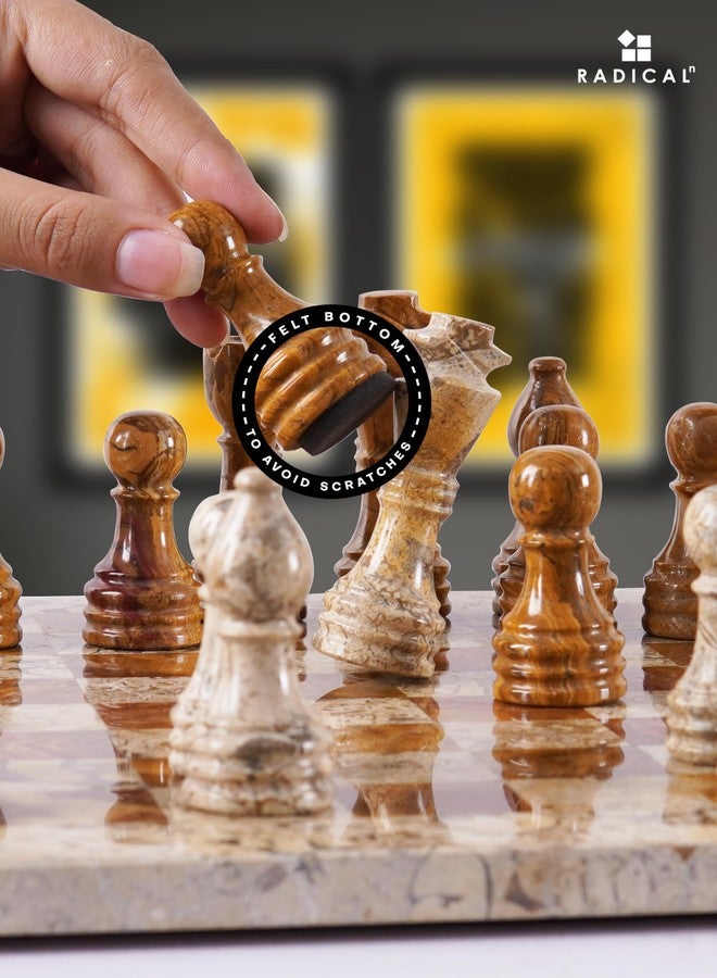 Radicaln Marble Chess Set 12'' Inches Red and Coral Handmade Classic Family Board Games for Adults, Luxury Marble Chess Board & Pieces for Gifts, Modern Table Chess - Image 5