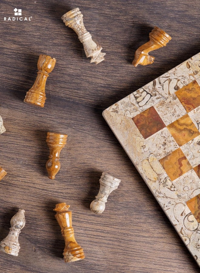 Radicaln Marble Chess Set 12'' Inches Red and Coral Handmade Classic Family Board Games for Adults, Luxury Marble Chess Board & Pieces for Gifts, Modern Table Chess - Image 3