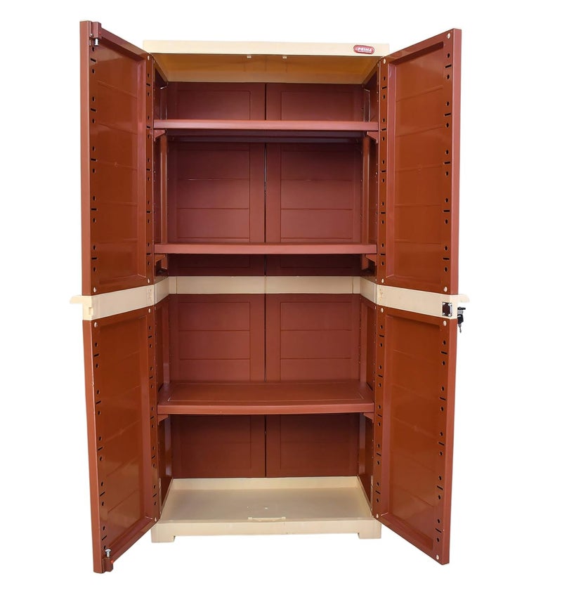 Prima Alfa 2 Plastic Cabinet for Storage Space Organizer Shelves Cupboard Living Room Kids Multipurpose for Home Kitchen Office Brick RedBeige Color - Image 3