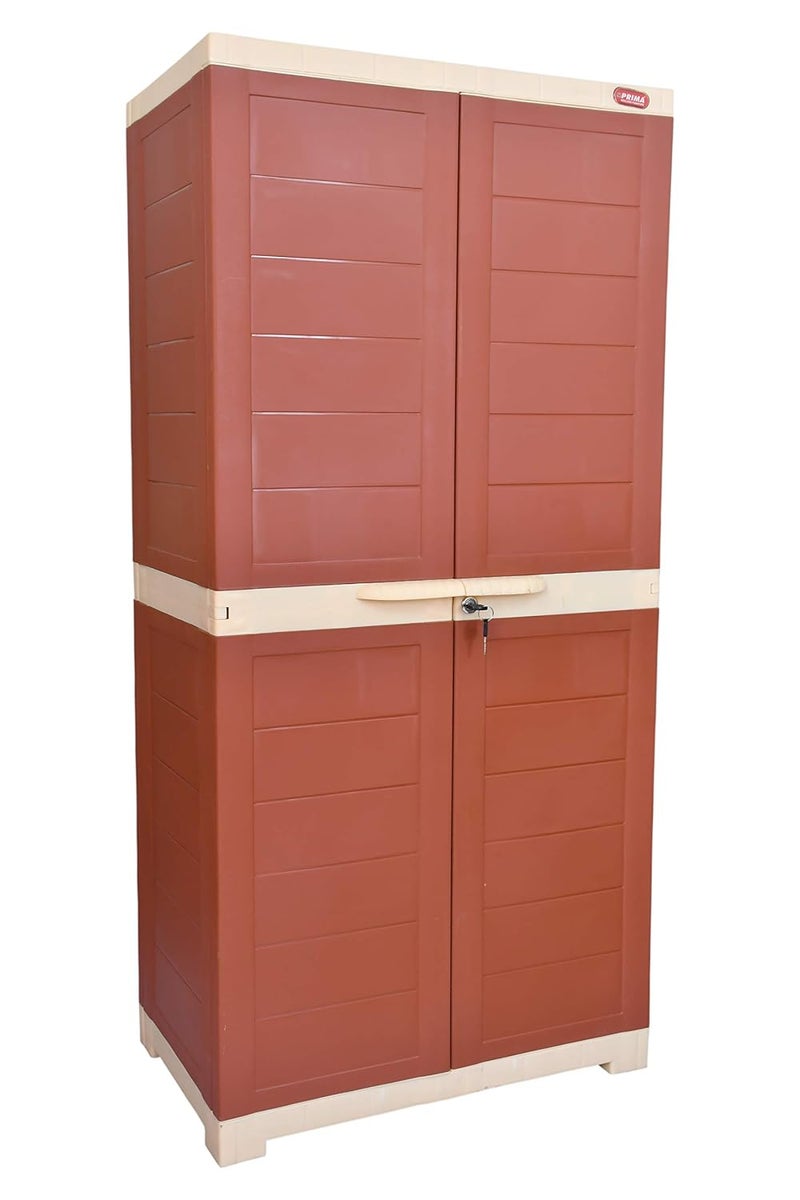 Prima Alfa 2 Plastic Cabinet for Storage Space Organizer Shelves Cupboard Living Room Kids Multipurpose for Home Kitchen Office Brick RedBeige Color - Image 5