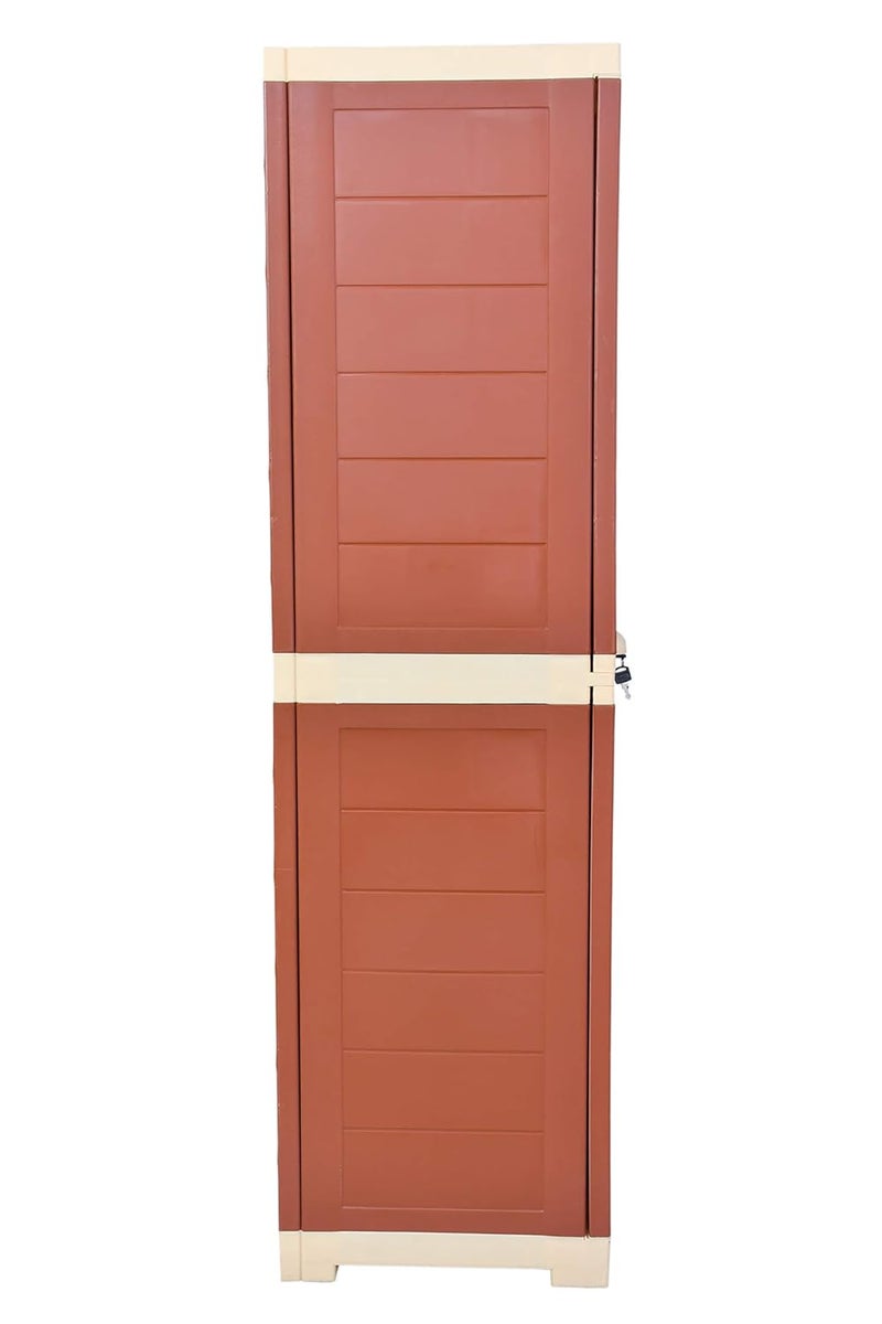 Prima Alfa 2 Plastic Cabinet for Storage Space Organizer Shelves Cupboard Living Room Kids Multipurpose for Home Kitchen Office Brick RedBeige Color - Image 4