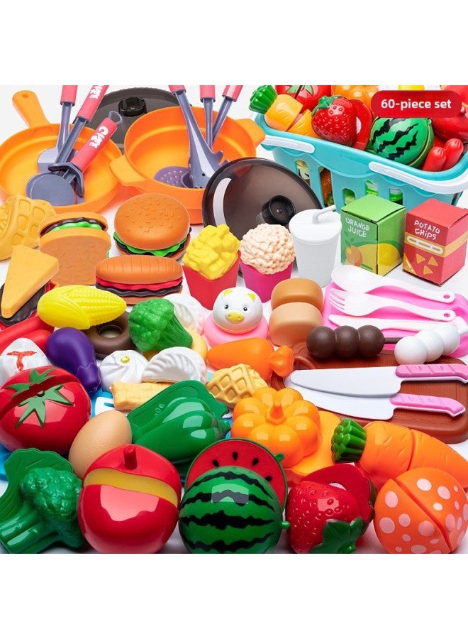 Children's Kitchen Toys Play House Girls Shopping Cart Vegetables Cut Watch Baby Cut Fruit Boys Group Music-Color:Chicele 27-piece Set  - Image 3