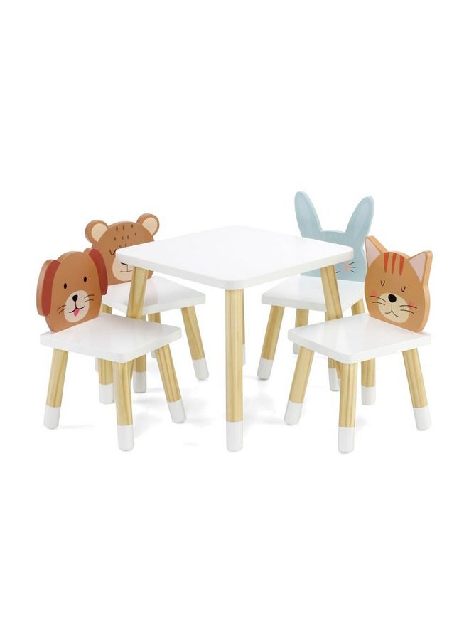 Emily Rose 1418 Inch Doll New Wooden Kitchen Table And 4 Chair Dining Room Toy Gift Setanimals Theme 1418 Furniture Accessory  - Image 4