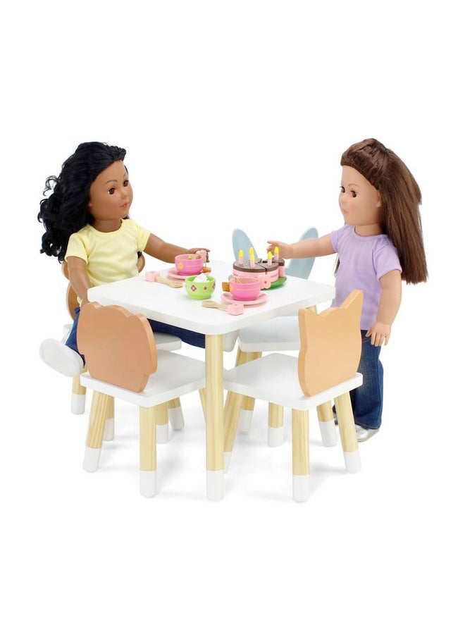 Emily Rose 1418 Inch Doll New Wooden Kitchen Table And 4 Chair Dining Room Toy Gift Setanimals Theme 1418 Furniture Accessory  - Image 3