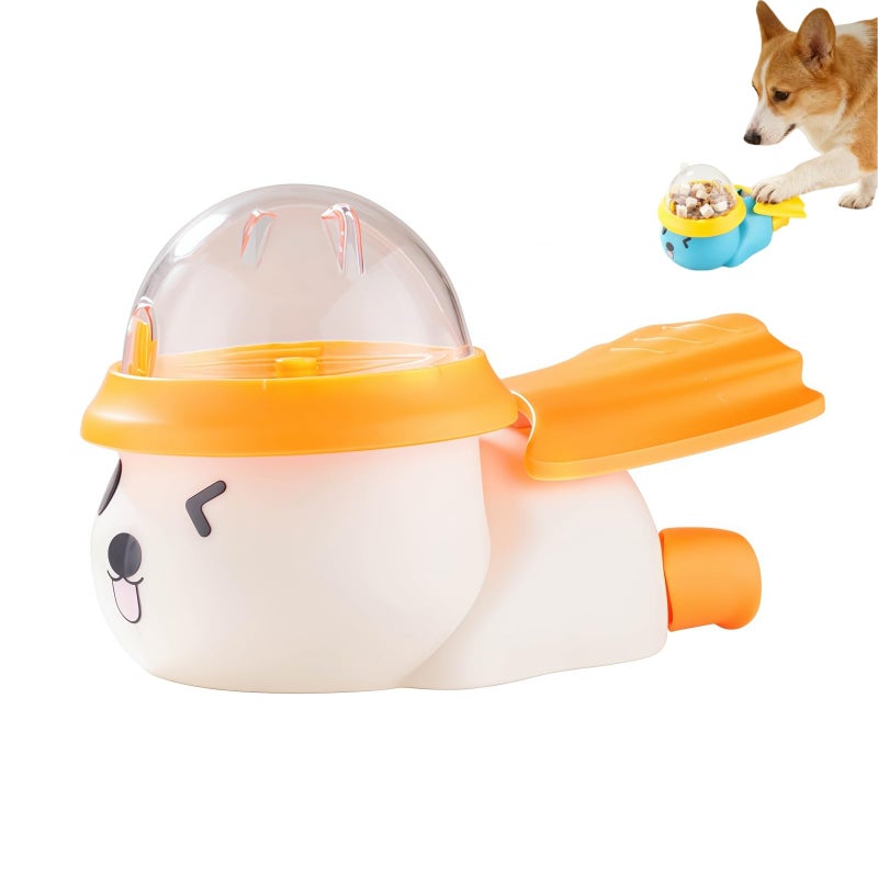 Yaindhi Dog Interactive Treat Dispenser Toy, Interactive Cat Dog Puzzle Toy, Dogs Food Treat Feeding Dispenser for Healthy Eating for Small & Medium (White/Orange) - Image 1