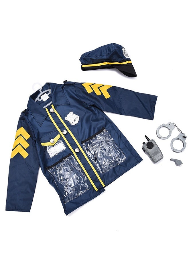 HALAMODO Police Costume for Kids, Policeman Costume for Boys, Police Officer Costume,Police Dress Includes Hat for Dress Up Party, Role-playing, Idea Gift for Boy and Girls Ages 3-6 Years Birthday Gift - Image 2