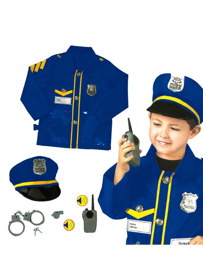HALAMODO Police Costume for Kids, Policeman Costume for Boys, Police Officer Costume,Police Dress Includes Hat for Dress Up Party, Role-playing, Idea Gift for Boy and Girls Ages 3-6 Years Birthday Gift - Image 3