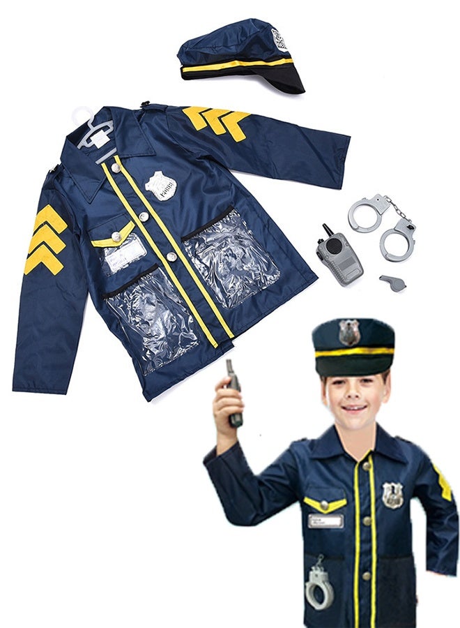 HALAMODO Police Costume for Kids, Policeman Costume for Boys, Police Officer Costume,Police Dress Includes Hat for Dress Up Party, Role-playing, Idea Gift for Boy and Girls Ages 3-6 Years Birthday Gift - Image 1