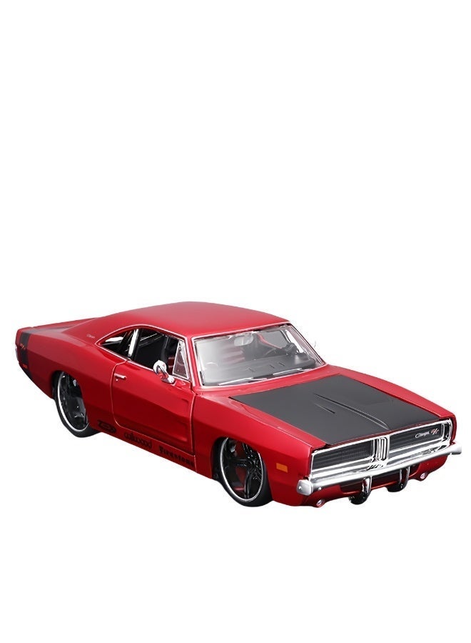 Dodge 1:24 Scale Die-Cast Metal Dodge Charger R/T 1969 Model Car | Red with Black Accents | Wind-Powered Weather-Resistant Collectible Display Car for Enthusiasts - Image 5