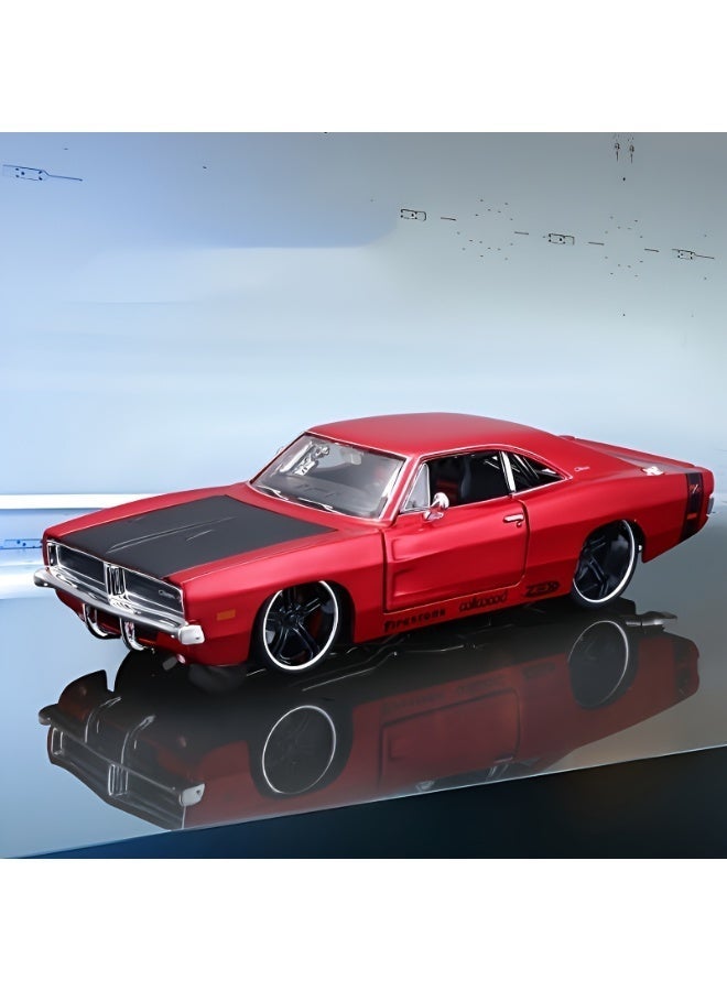 Dodge 1:24 Scale Die-Cast Metal Dodge Charger R/T 1969 Model Car | Red with Black Accents | Wind-Powered Weather-Resistant Collectible Display Car for Enthusiasts - Image 4