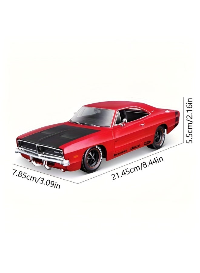 Dodge 1:24 Scale Die-Cast Metal Dodge Charger R/T 1969 Model Car | Red with Black Accents | Wind-Powered Weather-Resistant Collectible Display Car for Enthusiasts - Image 2