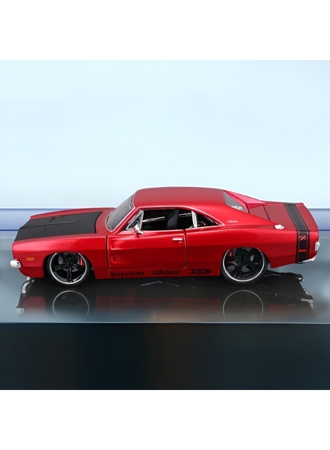 Dodge 1:24 Scale Die-Cast Metal Dodge Charger R/T 1969 Model Car | Red with Black Accents | Wind-Powered Weather-Resistant Collectible Display Car for Enthusiasts - Image 3