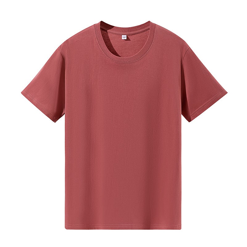 100 Xinjiang Pure Cotton Short Sleeve T-Shirt Men'S And Women'S Round Neck Loose Solid Color Summer T-Shirt Half Sleeve Shoulder - Image 1