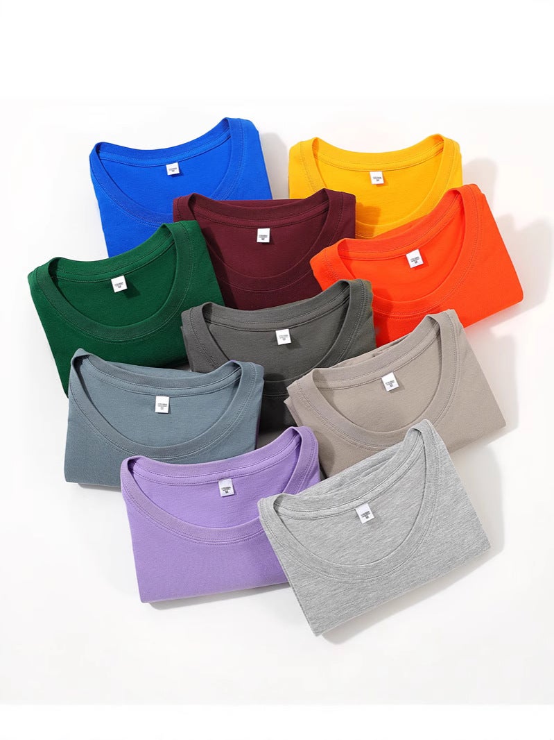 100 Xinjiang Pure Cotton Short Sleeve T-Shirt Men'S And Women'S Round Neck Loose Solid Color Summer T-Shirt Half Sleeve Shoulder - Image 4