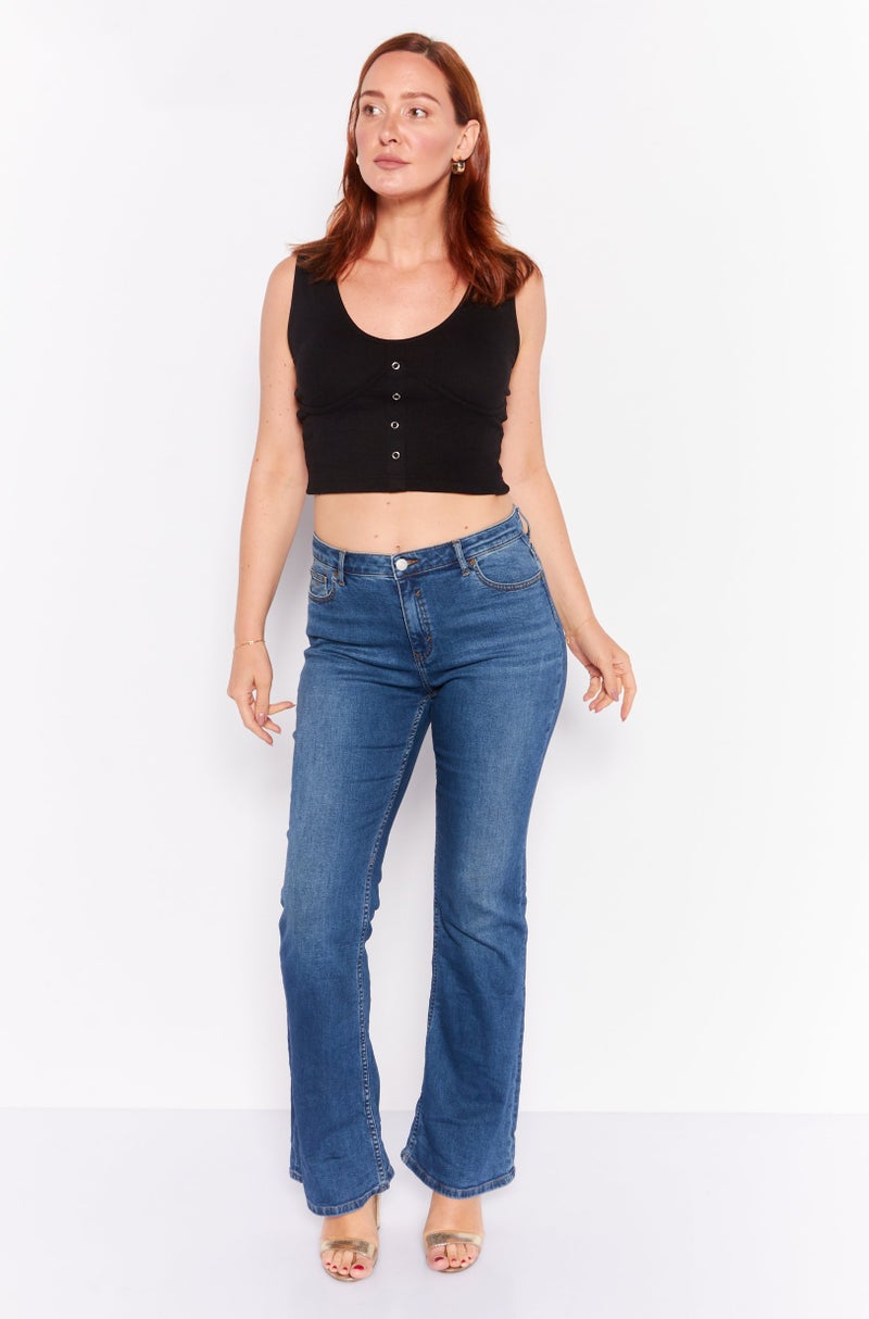 ESPRIT Women Bootcut Wide Leg Stretch Jeans, Navy - Image 2
