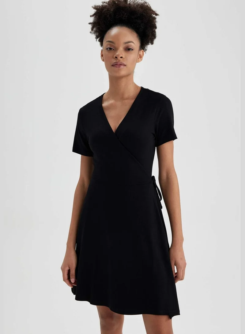 DeFacto Woman A Line Wrap Short Sleeve Knitted Dress