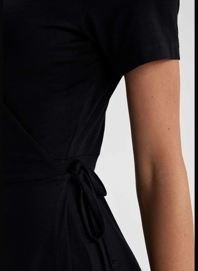 DeFacto Woman A Line Wrap Short Sleeve Knitted Dress