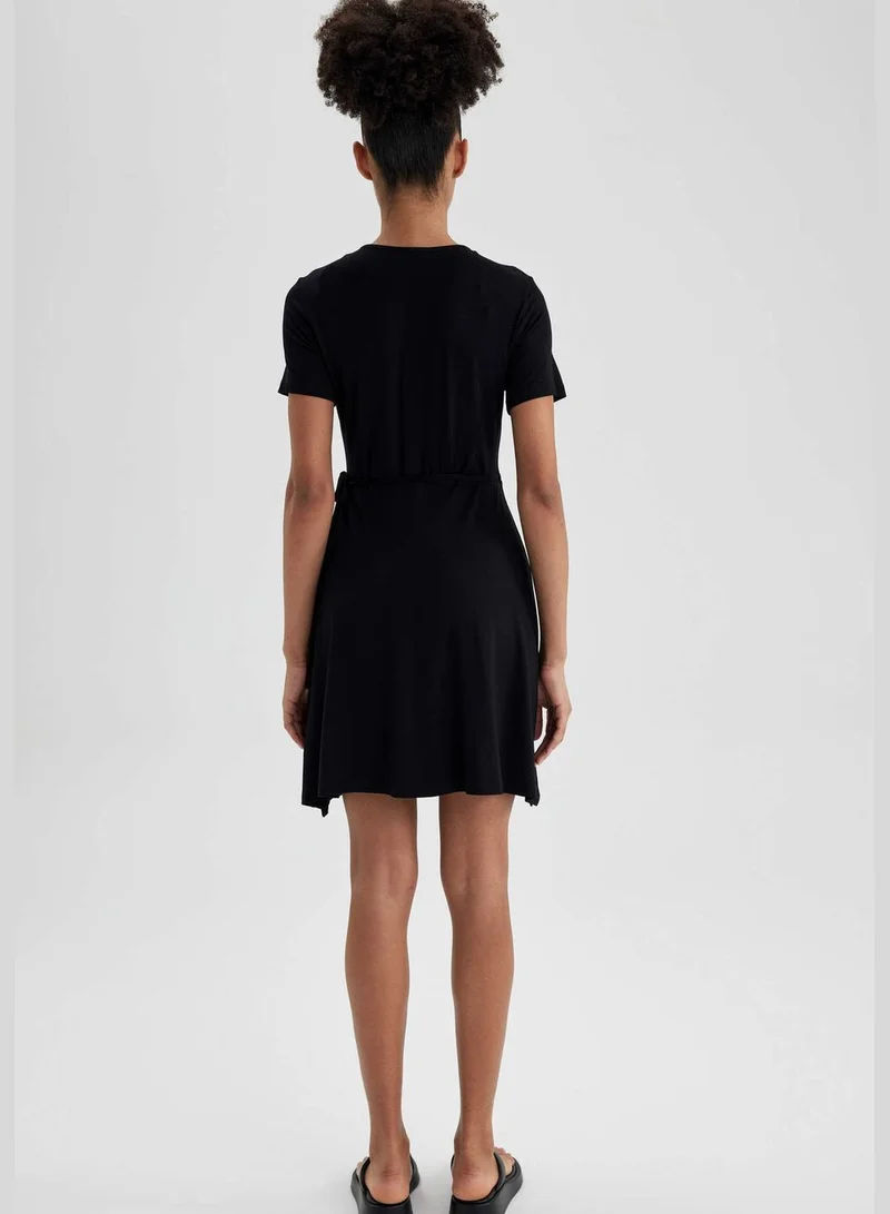 DeFacto Woman A Line Wrap Short Sleeve Knitted Dress