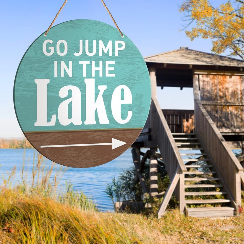 Al Raied Go Jump in The Lake Rustic Wall Decor Sign - Image 4