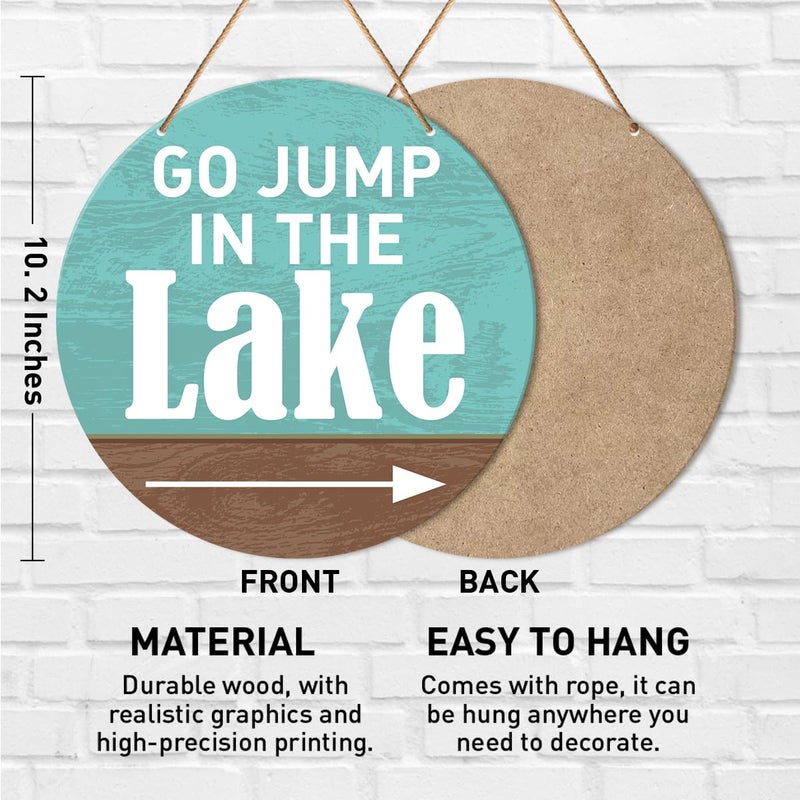 Al Raied Go Jump in The Lake Rustic Wall Decor Sign - Image 2