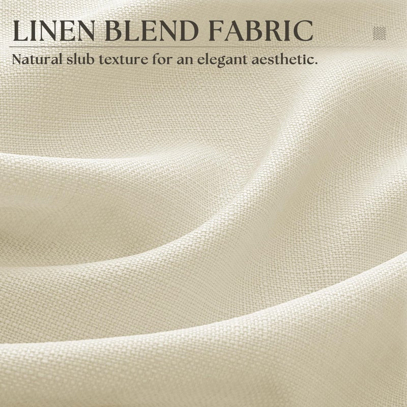 DUKIYO 90 Inches Long Linen Curtains 2 Panels Set for Living Room Dining Grommet Semi Sheer Cottagecore Farmhouse Modern Drapery Modern Boho Privacy 90 Inch Length Window Curtain for Bedroom Cream Beige - Image 4
