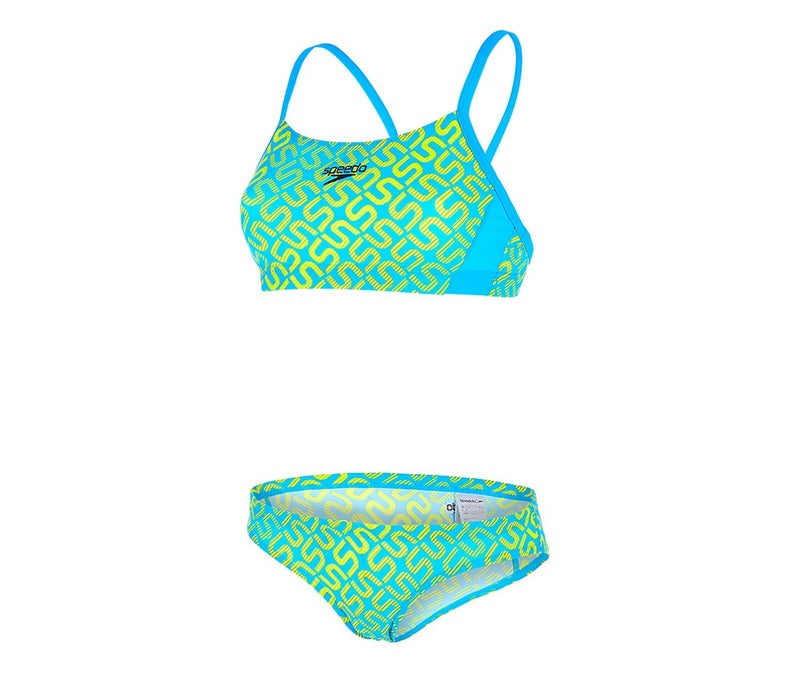 speedo Women Monogram 2 Piece Set Swimwear, Turquoise 