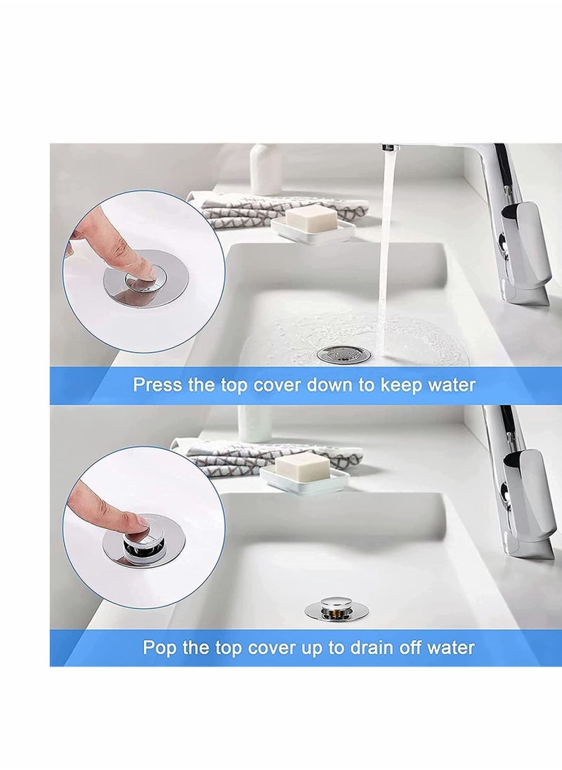 Y&D Bathroom Sink Stopper, Pop Up Universal Wash Basin Drain Filter Plug with Basket Strainer Anti-Clogging, 2 Pack  - Image 3