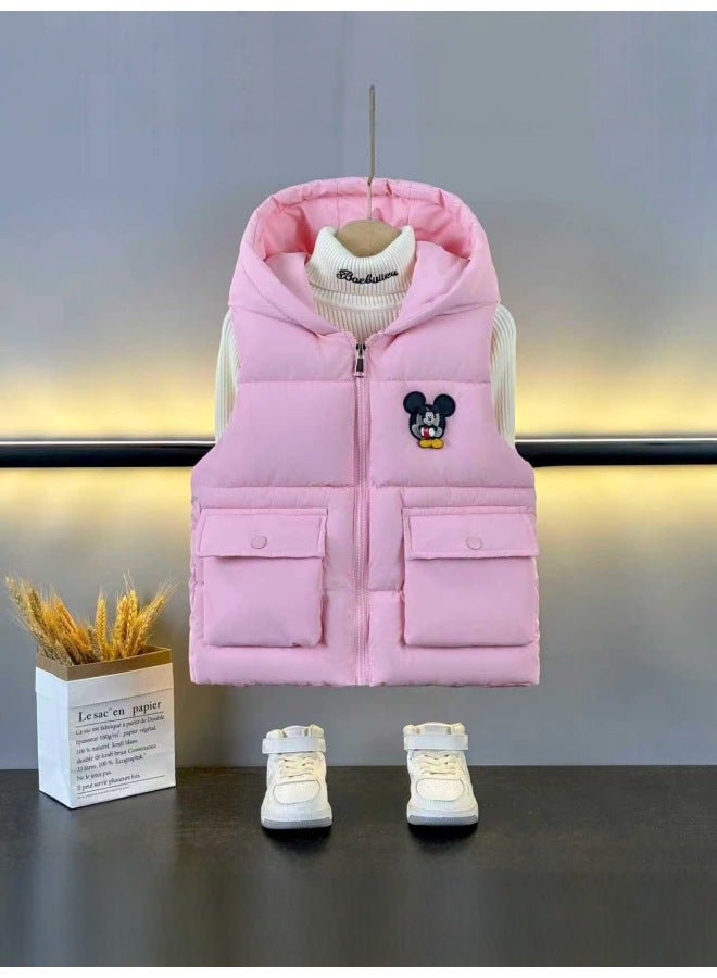 Kids New Cartoon Hooded Casual Korean Style Cotton Vest Winter Thickened Outerwear For Boys And Girls - Image 4