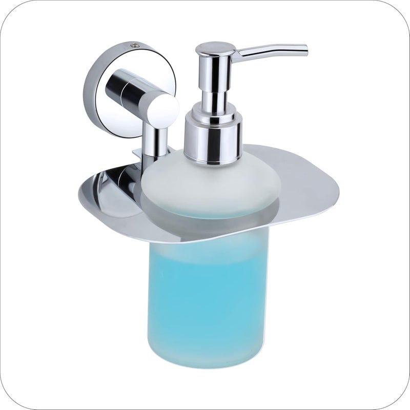 KANJAL Liquid soap Dispenser Holder for Bathroom handwash Dispenser soap Dispenser for wash Basin 37Chrome FinishAntiRust304 Stainless Steel and Glass - Image 2