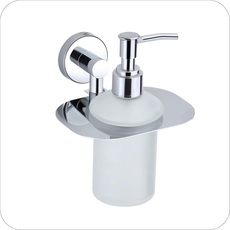 KANJAL Liquid soap Dispenser Holder for Bathroom handwash Dispenser soap Dispenser for wash Basin 37Chrome FinishAntiRust304 Stainless Steel and Glass - Image 4
