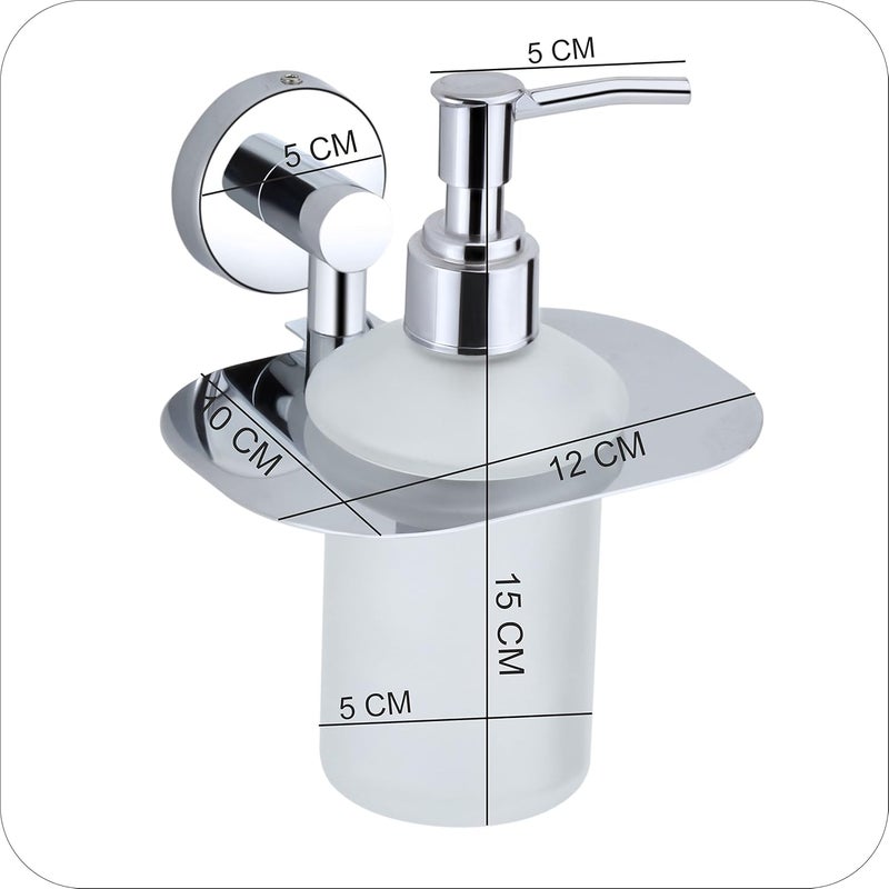 KANJAL Liquid soap Dispenser Holder for Bathroom handwash Dispenser soap Dispenser for wash Basin 37Chrome FinishAntiRust304 Stainless Steel and Glass - Image 3