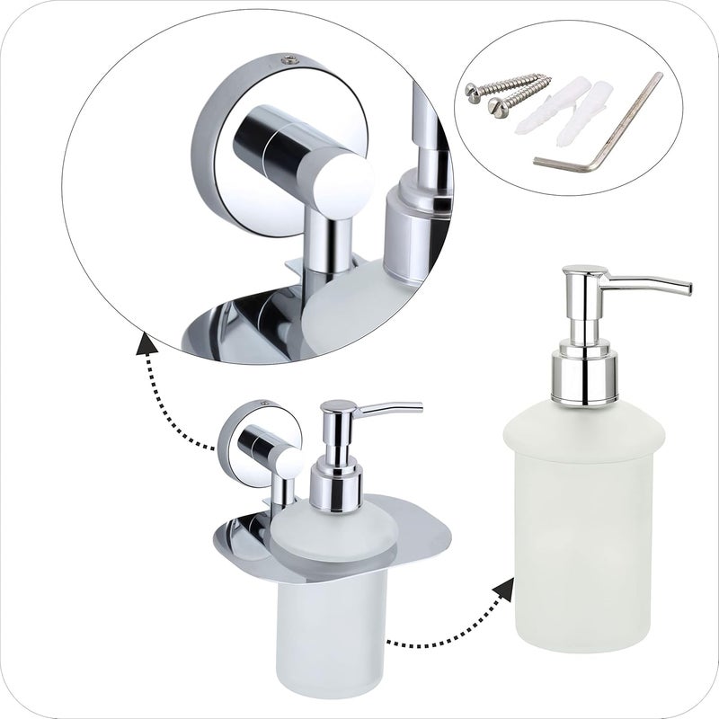 KANJAL Liquid soap Dispenser Holder for Bathroom handwash Dispenser soap Dispenser for wash Basin 37Chrome FinishAntiRust304 Stainless Steel and Glass - Image 5
