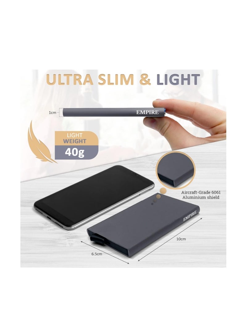 Empire Slim Wallet for Men – RFID/NFC Blocking Card Holder, Minimalist Matte Grey Wallet, Credit Card Case, Small Wallet for Women and Men - Image 3