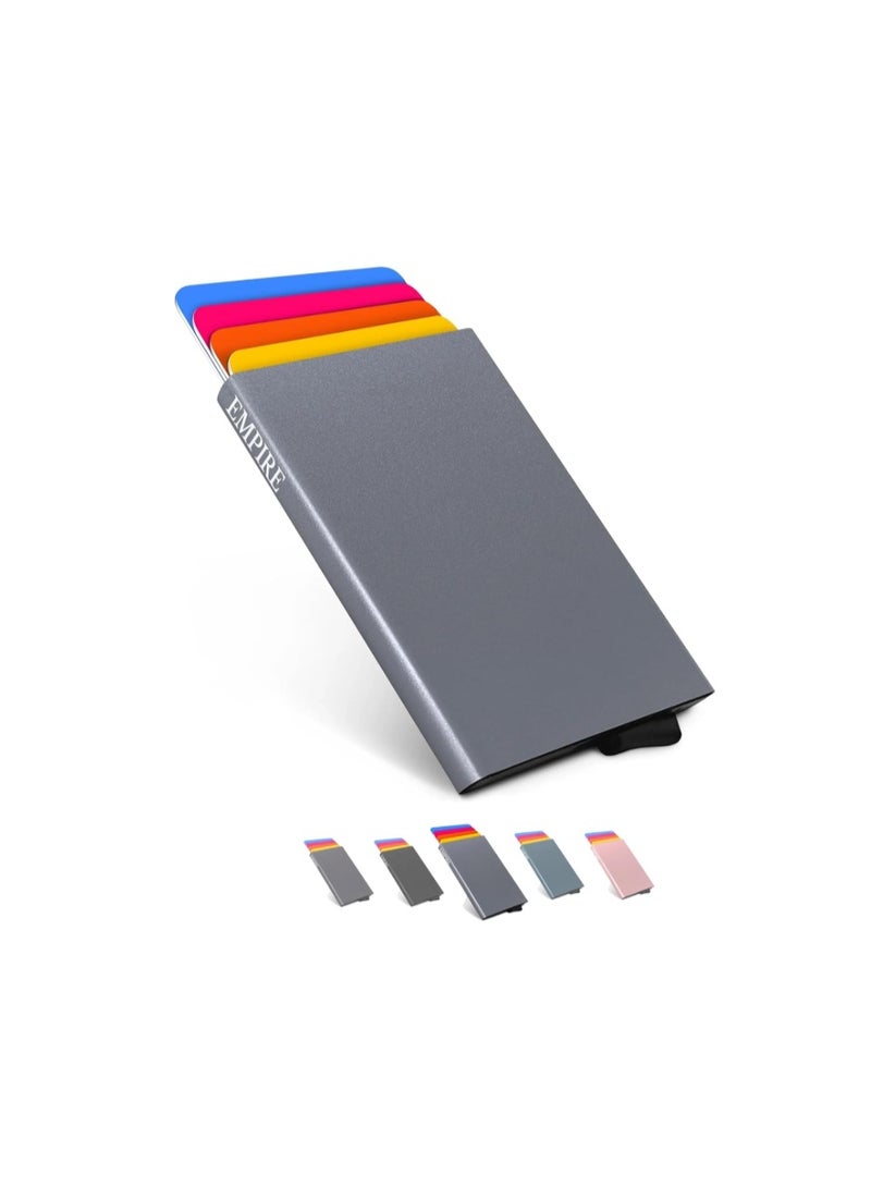 Empire Slim Wallet for Men – RFID/NFC Blocking Card Holder, Minimalist Matte Grey Wallet, Credit Card Case, Small Wallet for Women and Men - Image 1