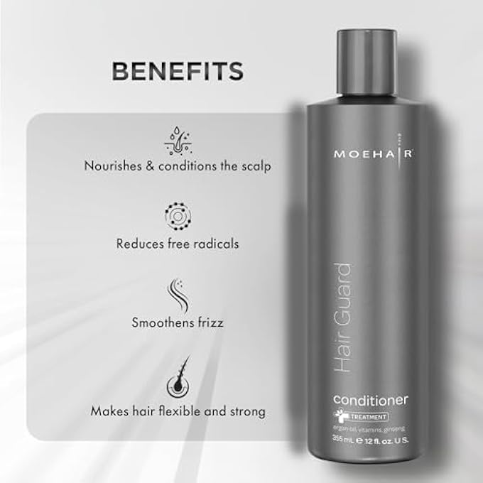 MoeHair HAIR GUARD CONDITIONER | STRENGTHENS ROOTS AND BOOSTS HAIR FOLLICLES | MOISTURIZING CONDITIONER INFUSED WITH VITAMIN-E, ARGAN OIL & GINSENG | PARABEN & SULFATE FREE (12 FL. OZ) - Image 3
