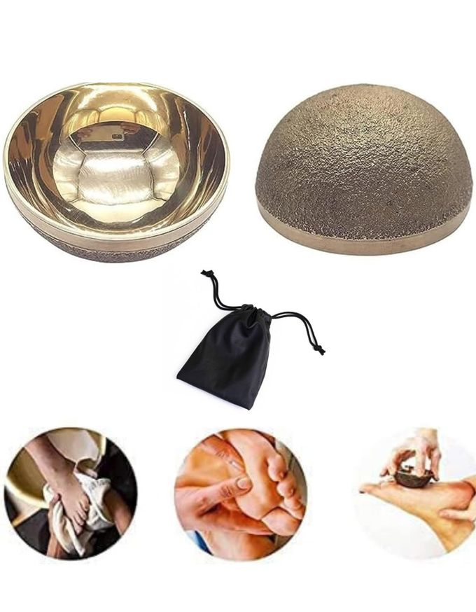 WITSOUL Kansa Bronze Vatki Natural Cup Ayurvedic Detox Foot Massager Relaxation and Deep Cleaning Ancient Indian Technique Massager Set of 1 - Image 1