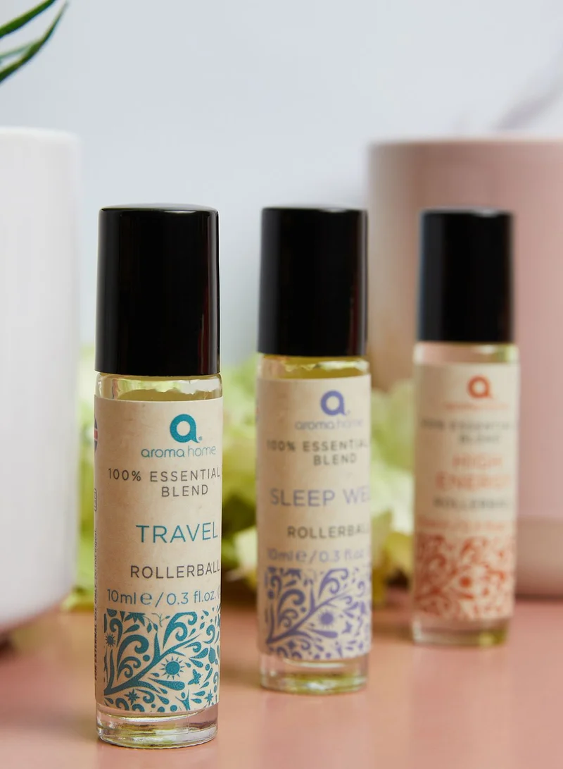 Aroma Home Set Of 3 On The Go Essential Oil Rollerballs