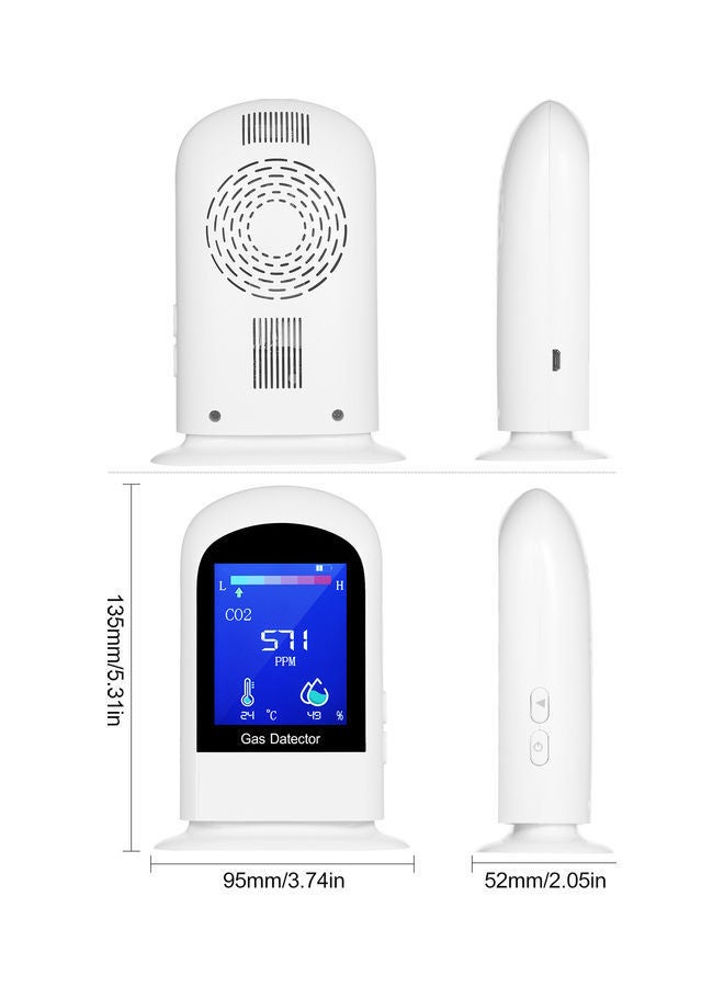 NIBEMINENT Rechargeable Carbon Dioxide Detector White - Image 3