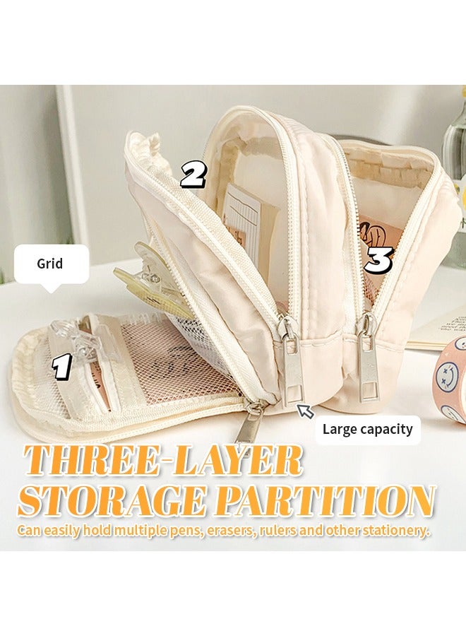 Loquat Practical Pencil Case, Large Capacity Stationery Case, With Zipper Compartments, Suitable For Organizing Erasers, Pencils And Small Accessories - Image 5