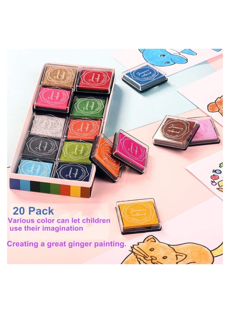Color Ink Pad Finger Washable Craft Ink Pad for Kids Non-Toxic 20 Color Craft Ink Pad for Stamps Paper Wood Fabric - Image 5