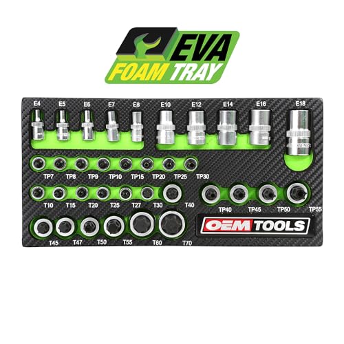 OEMTOOLS 23991 35 Piece Multi-Drive Star Socket Set, Torx Socket Set with EVA Foam Tray, Designed to Fit in Cabinets and Tool Boxes, Easy Identification - Image 3