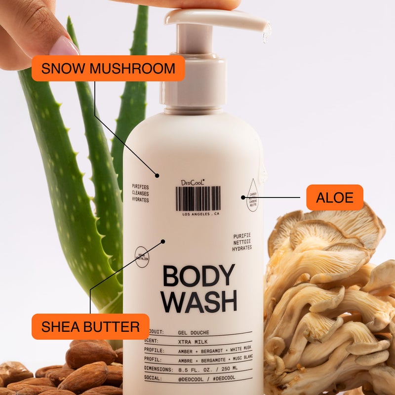 DedCool Body Wash | Xtra Milk | Shea Butter, Aloe & Snow Mushroom | Hydrating, Non-Toxic, Vegan | Bergamot, White Musk & Amber | 8.5 fl oz - Image 2