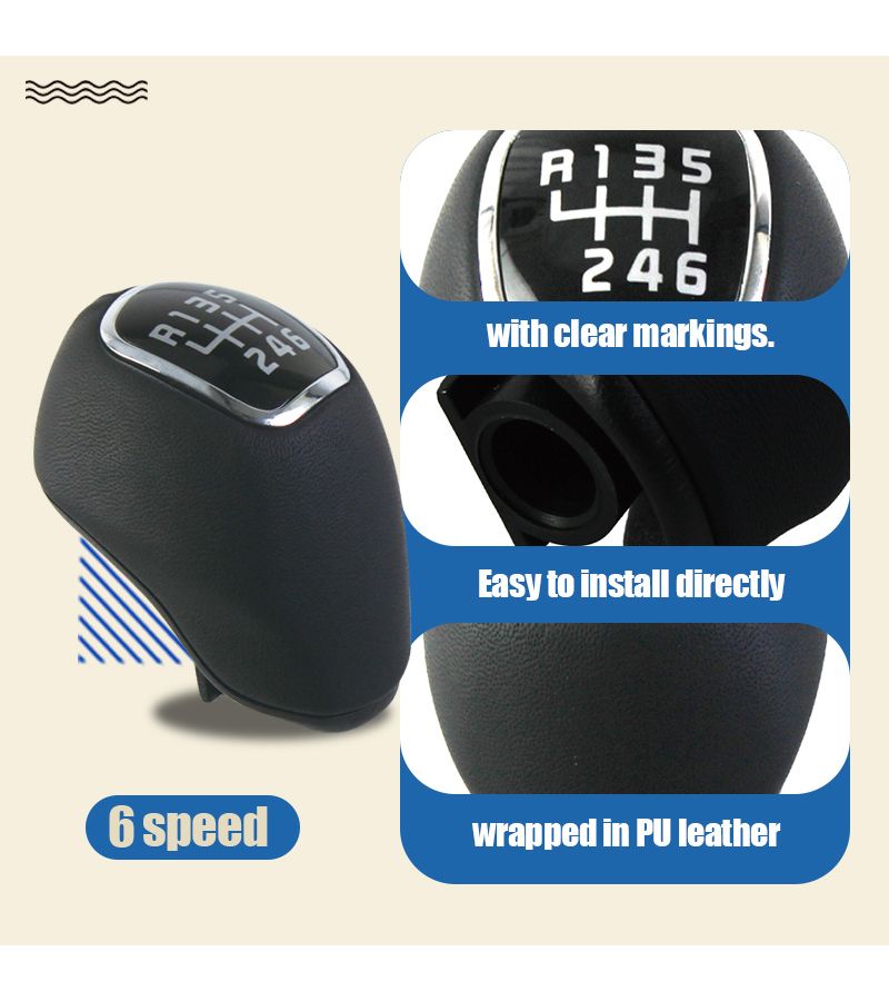 Luxury Upgraded PU Leather 6 Speed Gear Shift Knob Manual Gear Lever Handle With Plated Edge For Kia Sportage RIO 2012 2017 Hyundai Veloster 2016 Car - Image 4