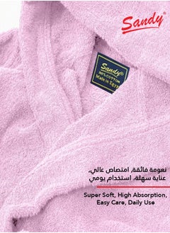 Sandy Sandy Kids Bathrobe with Hood, 100% Cotton Highly Absorbent, Unisex Plush Robe, Made in Egypt, Size XS, Light Pink  - Image 2