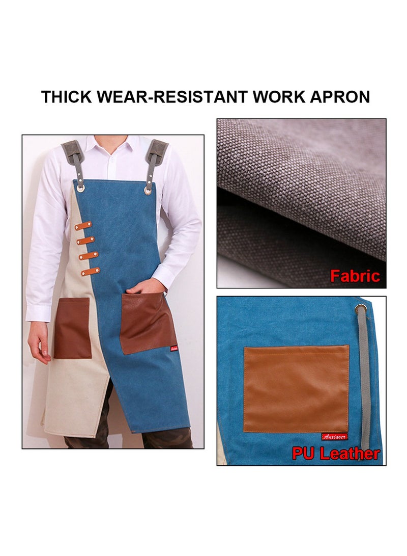 Chef Cooking Apron,Canvas Kitchen Apron with Pockets, Kitchen Cooking Baking Bib Apron, Kitchen Apron for Women and Men - Image 3