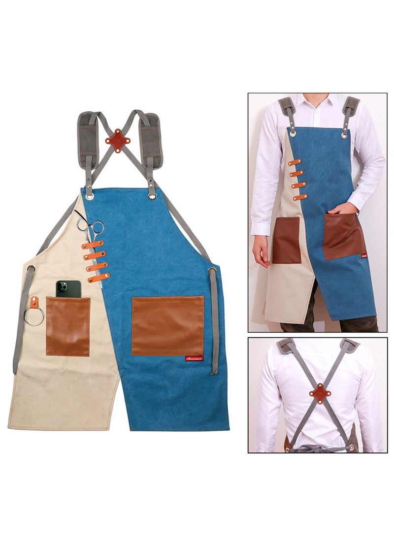 Chef Cooking Apron,Canvas Kitchen Apron with Pockets, Kitchen Cooking Baking Bib Apron, Kitchen Apron for Women and Men - Image 2